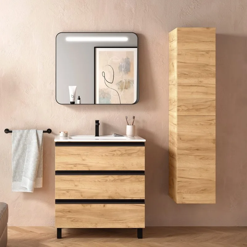 Salgar Mueble Bano Spirit 1000 3C Amb7 Roble Africa L